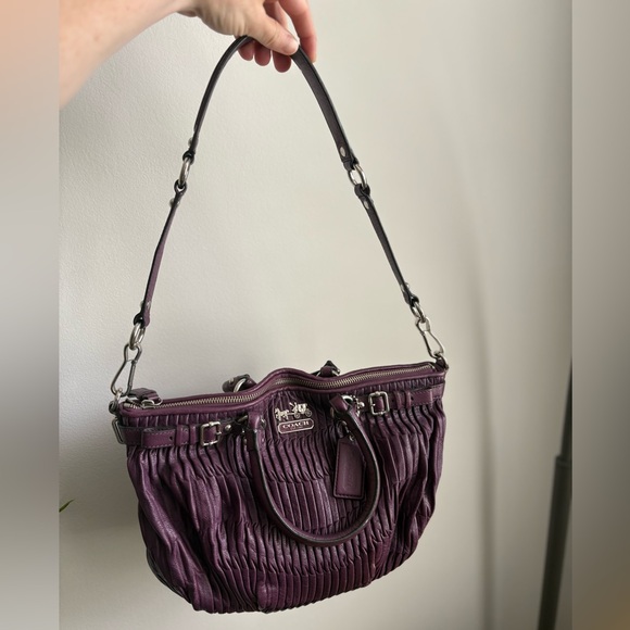 Coach Madison Gathered Leather Purple Shoulder and Tote - Picture 9 of 15
